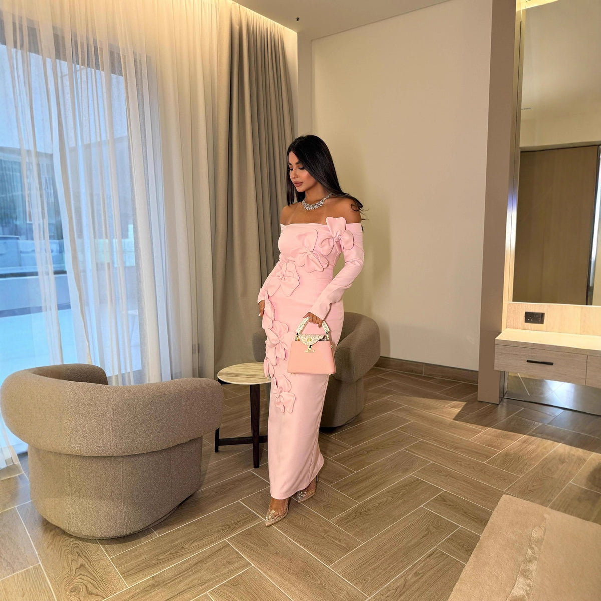 Women's Floral Off-Shoulder Evening Dress