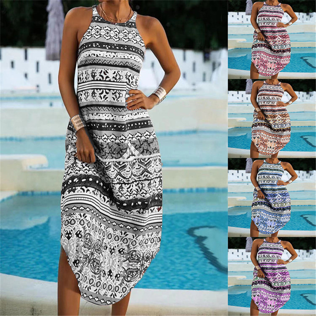 Printed Sleeveless Summer Dress