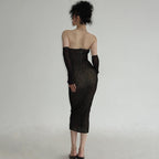 Lace Tube-Top Dress with Oversleeves