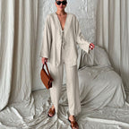 Lace-Up Cardigan & Trousers Set