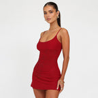Rhinestone Spaghetti-Strap Cutout Backless Bodycon Mini Dress