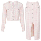 Pink Top Two-Piece Overskirt Suit