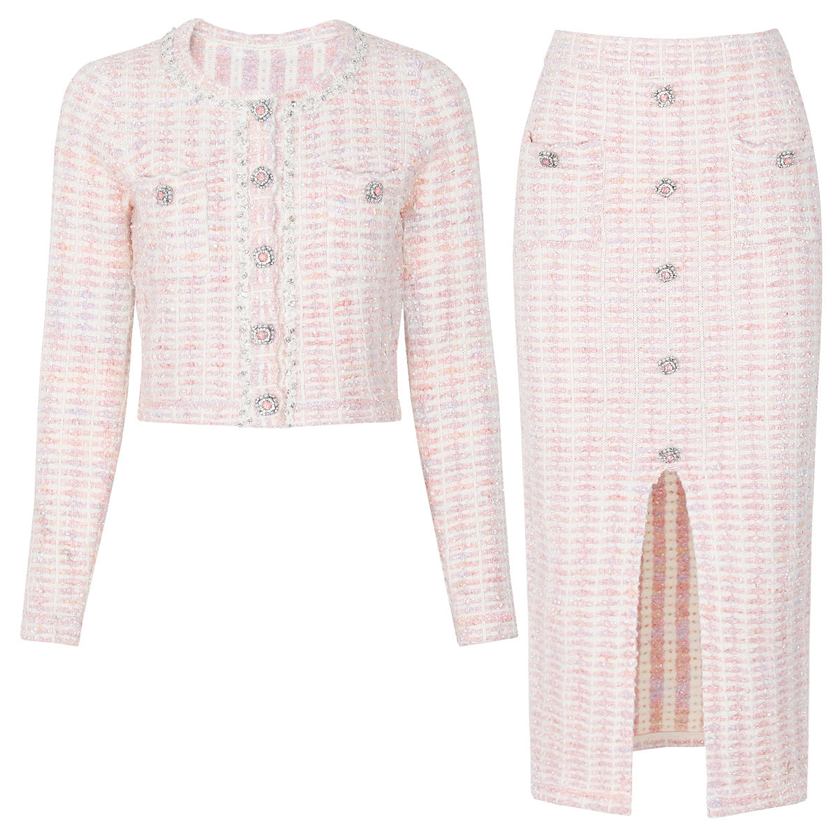 Pink Top Two-Piece Overskirt Suit
