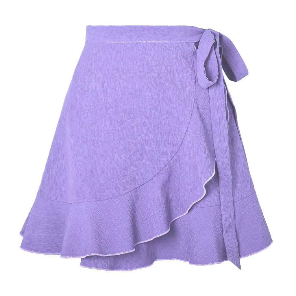 Summer One Piece Lace Up High Waist Solid Color Lotus Skirt