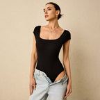 Retro Square Neck Backless Knit Jumpsuit