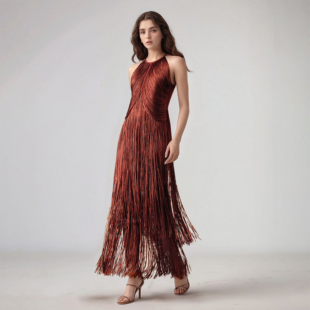 Tassel Sleeveless Bandage Party Dress
