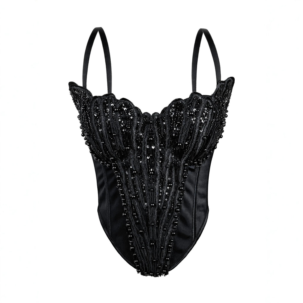 Women's Arrival Handmade Floral Pearl Suspender Vest Sexy Backless Tube Top Outer Wear Boning Corset Corset Body Shaping