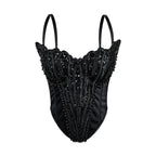 Women's Arrival Handmade Floral Pearl Suspender Vest Sexy Backless Tube Top Outer Wear Boning Corset Corset Body Shaping