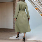 Button-Front Collared Long-Sleeve Dress