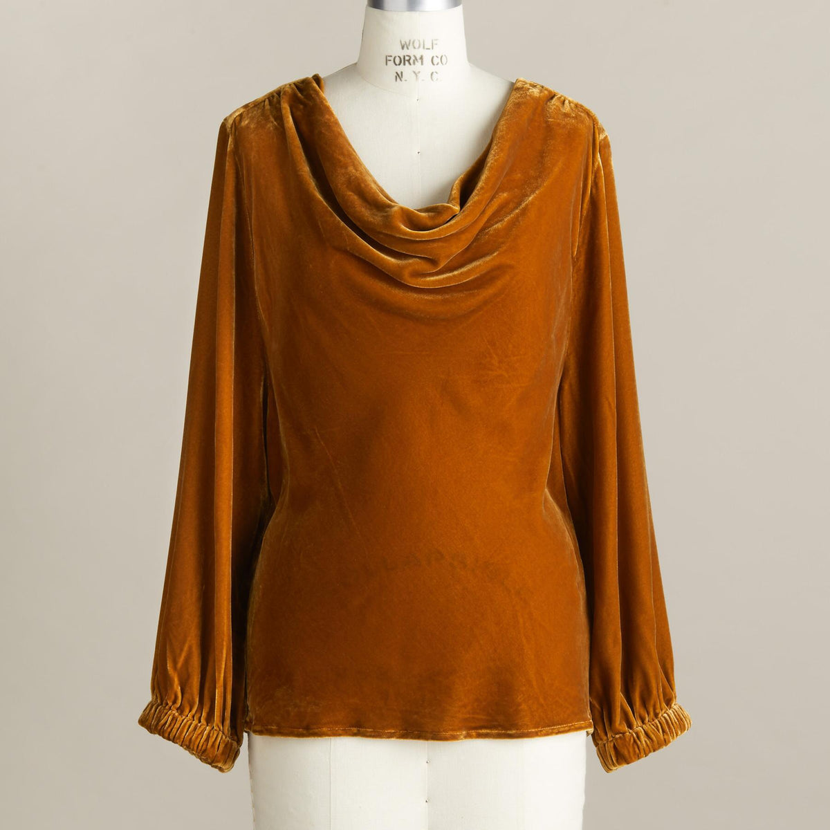 Women's Long Sleeve Base Blouse Solid Color Gold Velvet Pile Collar