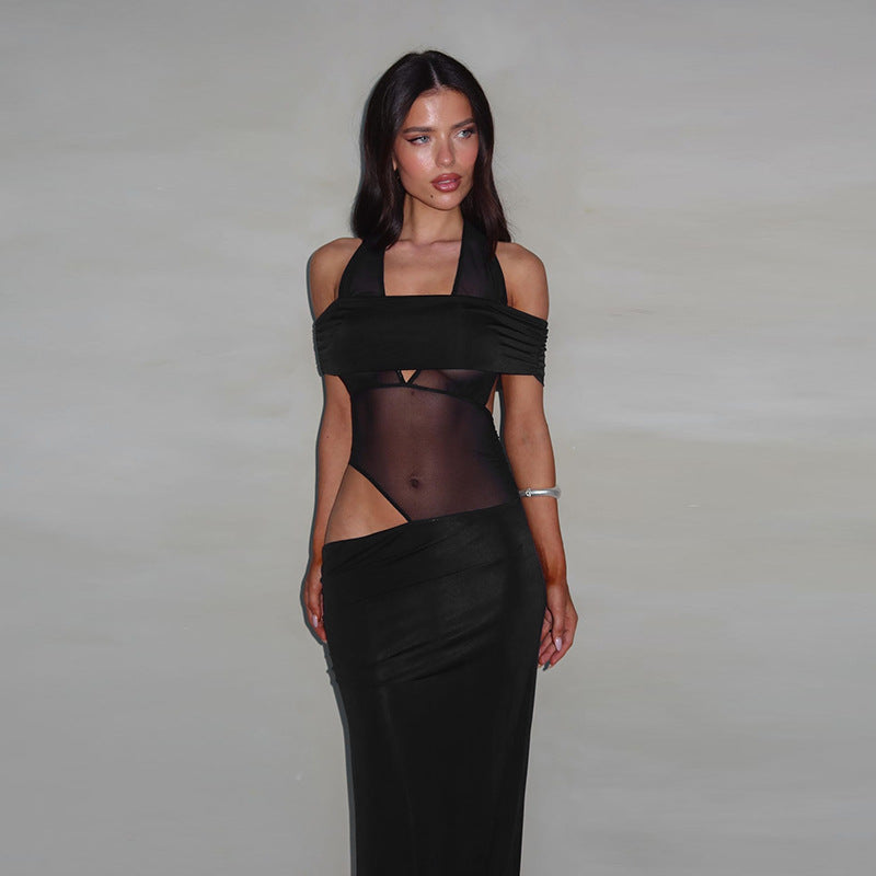 Women's Off-Shoulder Halter Cutout Dress