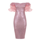 Women's Aomei Off-Shoulder Sequin Party Back Slit Dresses Dress