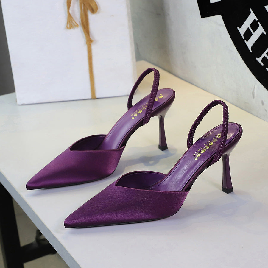 Women's Satin Pointed-Toe Stiletto Sandals