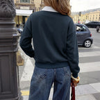 Autumn Winter Casual Preppy Top Loose False Two Pieces Stitching