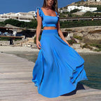 Women's Elegant Elastic Lace Solid Coordinated Two-Piece Set