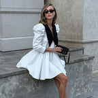 Black White Contrast Doll Collar Short Dress