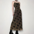 Women's Floral Mesh Cami Midi Dress