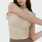 Women's 's Sleeveless Vest Pleated Design Pilates Yoga Clothes Casual Top