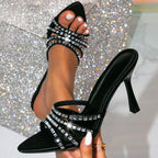 Rhinestone High-Heel Sandals