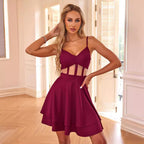 Sheer Mesh Pleated Sling Dress
