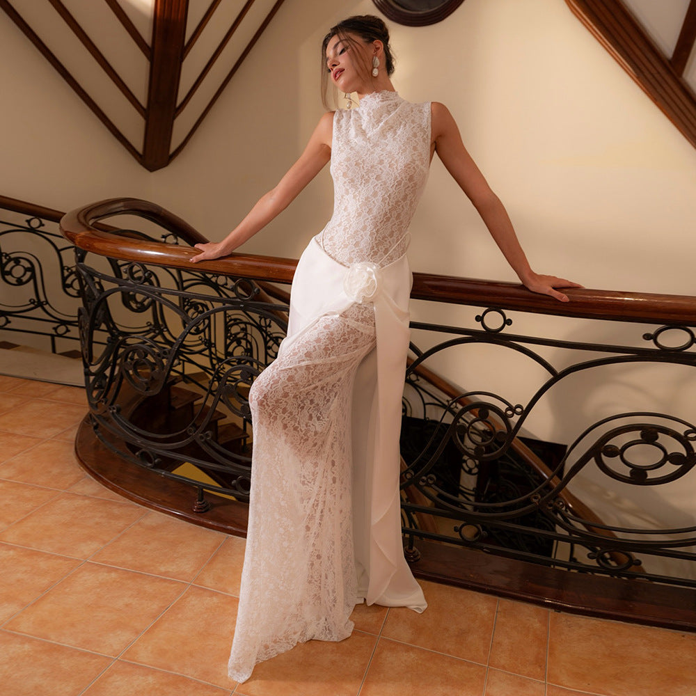 's Dress Floral Maxi Dress Lace Dress Evening Gown Sleeveless