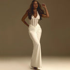 Women's Backless Lace-Up Bodycon Maxi Dress