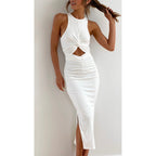 Women's Slim Fit Slit Vacation Sleeveless Dress