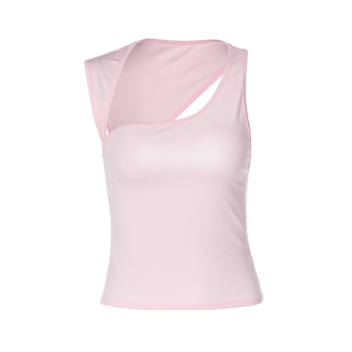 Irregular Asymmetric Neckline Slim Fit Solid Color Vest Top
