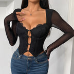 Women's T-Shirt Steel Ring Boning Corset Slim Fit Push Up Tops