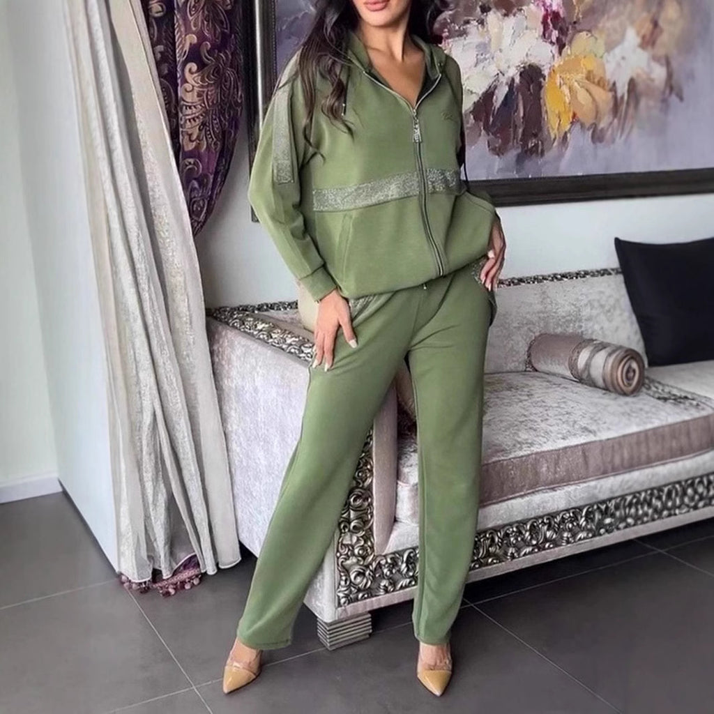 Women's Autumn Winter Casual Long Sleeve Pants Sweater Trousers Two