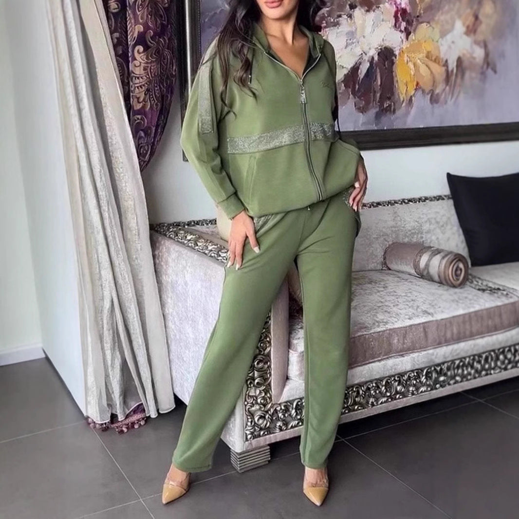 Women's Autumn Winter Casual Long Sleeve Pants Sweater Trousers Two