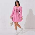 Women Sweet Pink Dress Sweet Girl Age Reducing Midi Dress