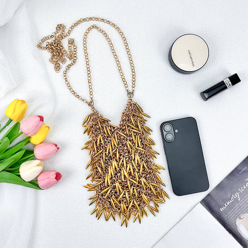 Gold Wheat Chain Bag Heavy Industry Metal Texture Shoulder Crossbody The Dinner Party Clutch
