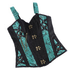Women's Black and Green Gothic Lace-Up Bodysuit