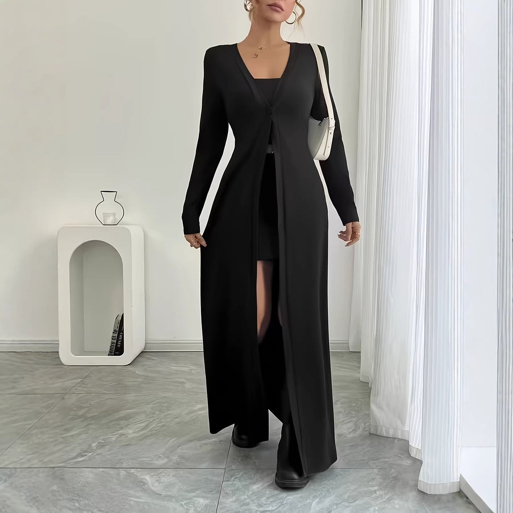 Women's Plus Size Long Knit Cardigan