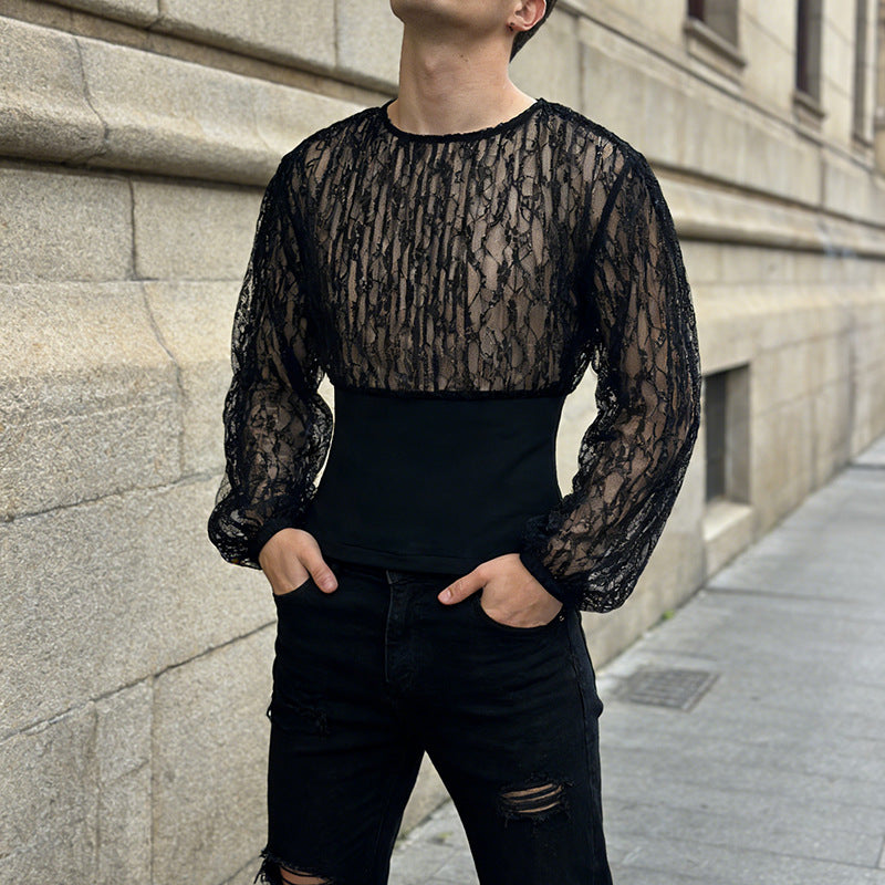 Design Blouse Women Summer Elegant Sexy Lace Stitching Slim