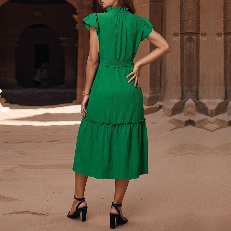 Solid-Color Mid-Length Dress