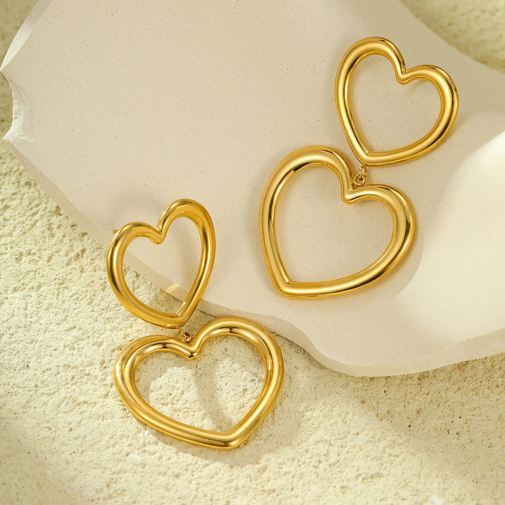 Heart Tassel Stud Earrings
