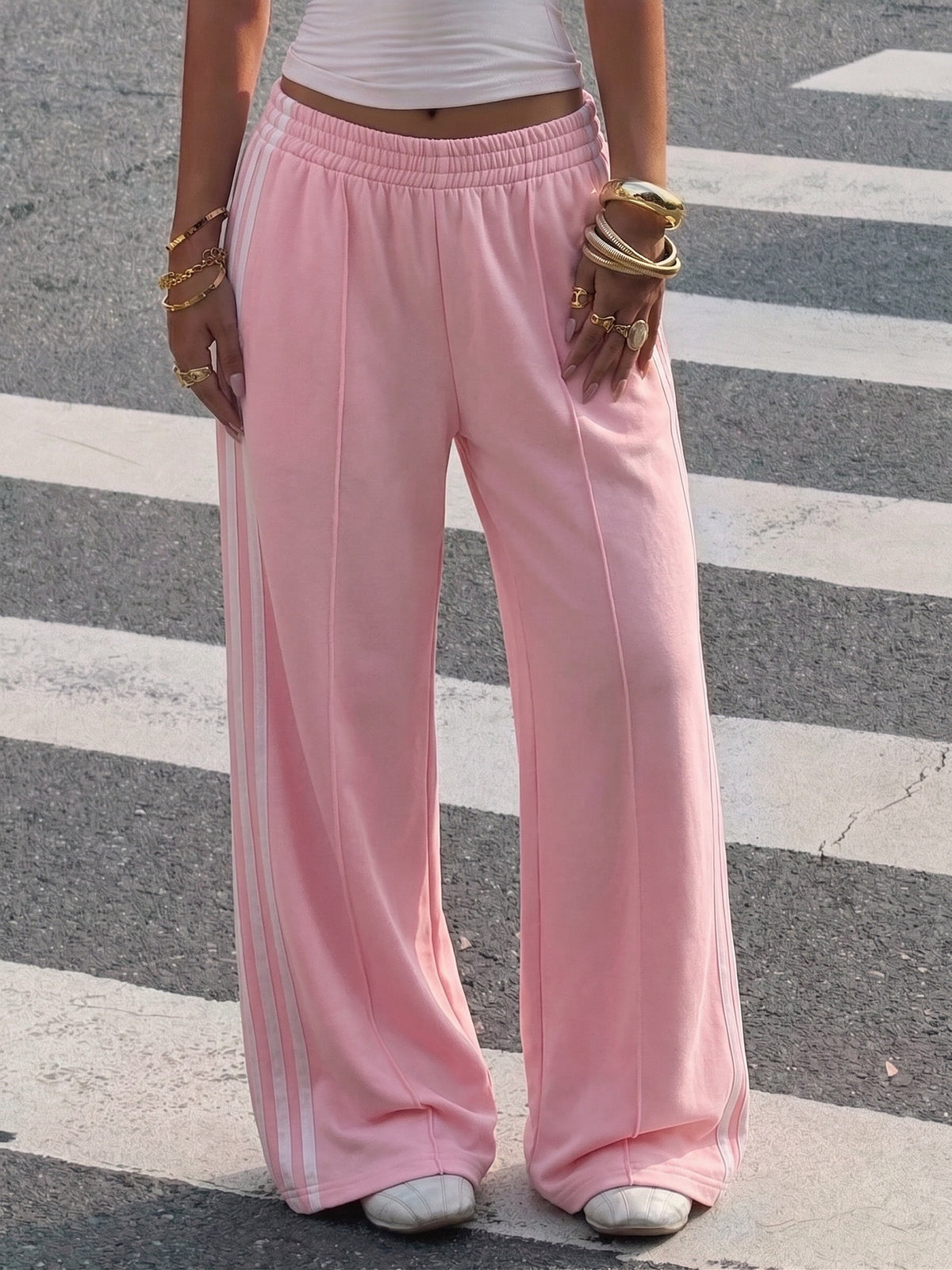 Pink with white stripes