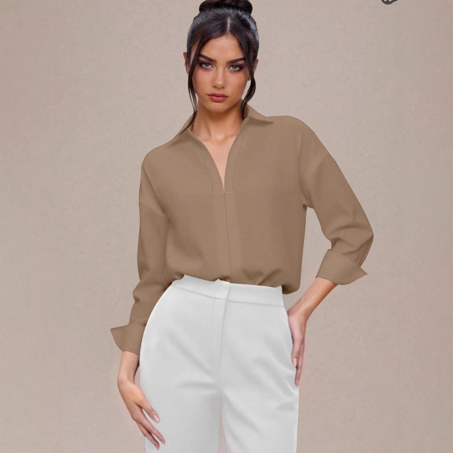 Women's Collared Half Sleeve Shirt Top