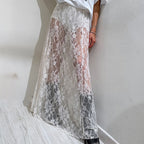 Summer Atmosphere Lace See Through High Waist Skirt