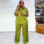 Women's Striped Shirt And Trousers Set