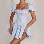 Bubble-Sleeve Corset Princess Two-Piece Set
