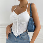 's Trendy Halter Strap Vest Slim Fit Drawstring Irregular