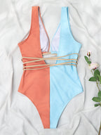 Color Matching One-piece Swimwear