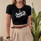 Women’s Hard to Please Graphic Cropped T Shirt