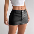 Black Faux Leather Sheath Shorts