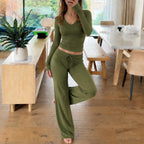 Women's V Neck Two-Piece Pajama Set