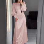 Women's Elegant Long Sleeve Button Dress