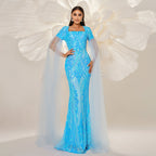Women's High Class Elegant Over Long Sleeve Square Neck Cocktail Dress
